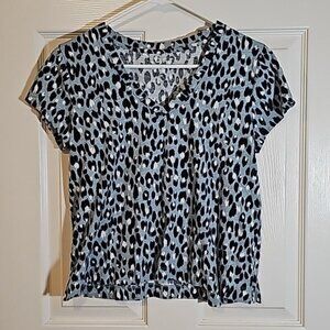 LOFT Animal Print Tee Blue Cotton Size M